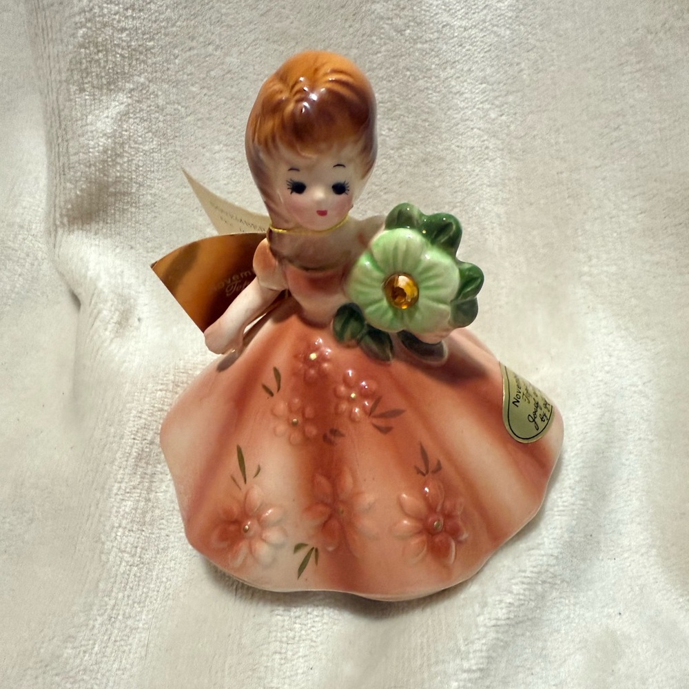 Vintage Josef Originals Birthday Doll NOVEMBER Figurine Original Tag Foil Label